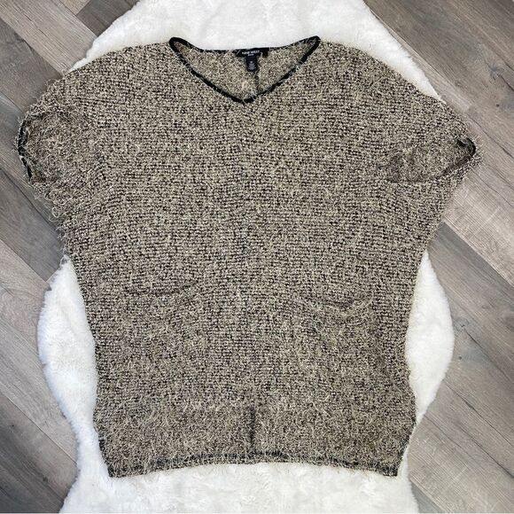 Nine West Sydney Sweater Fuzzy Eyelash Tunic Taupe Medium - Picture 11 of 12